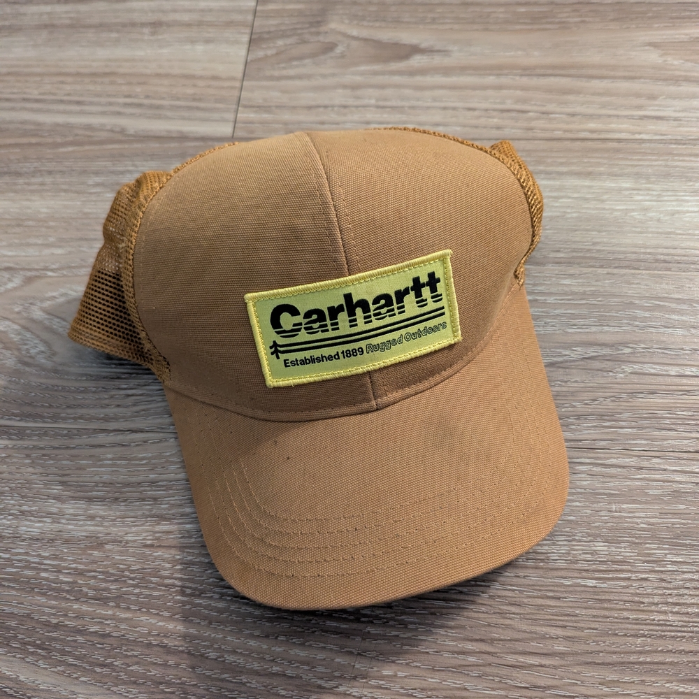 Carhartt Brown Distressed Snapback Mesh Trucker Hat